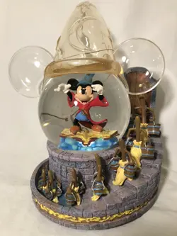 Disney Mickey Fantasia Music Box Vintage Snow globe Sorcerer's Apprentice Hat - Image 1