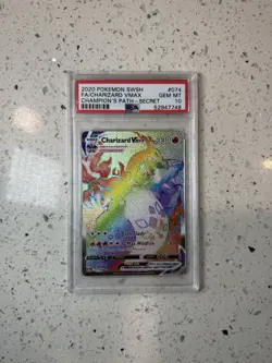 2020 POKEMON SWSH CHAMPIONS PATH 74/73 CHARIZARD VMAX RAINBOW PSA 10 - Image 1