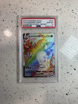 2020 POKEMON SWSH CHAMPIONS PATH 74/73 CHARIZARD VMAX RAINBOW PSA 10 - Image 2