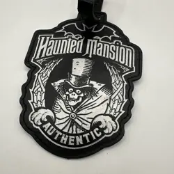 Rare Disney Parks Haunted Mansion Hatbox Ghost Black Leather Luggage Tag - Image 2