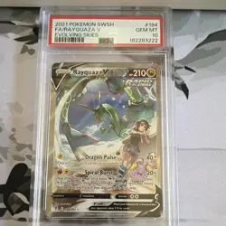 2021 Pokemon Rayquaza V 194/203 Evolving Skies Alt Full Art Holo PSA 10 - Image 1