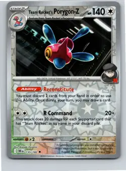 Pokemon Team Rocket's Porygon-Z SV10: Destined Rivals 155/182 Reverse Holofoil - Image 1