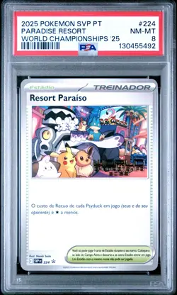 2025 POKEMON PORTUGUESE SVP PT-SV BLACK STAR PROMO #224 PARADISE RESORT PSA 8 - Image 1