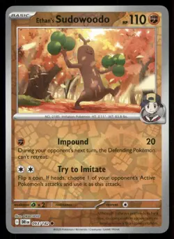 Ethan's Sudowoodo 093/182 Common SV10: Destined Rivals Pokemon Reverse Holofoil - Image 1