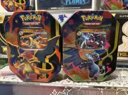 Pokemon TCG Mega Charizard X and Y ex Tin (Set of 2 Tins) Brand New Sealed - Image 1