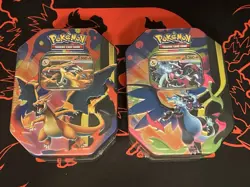 Mega Charizard X and Y Tins Sealed 2026 Set of 2 Pokemon TCG Phantasmal Flames - Image 1