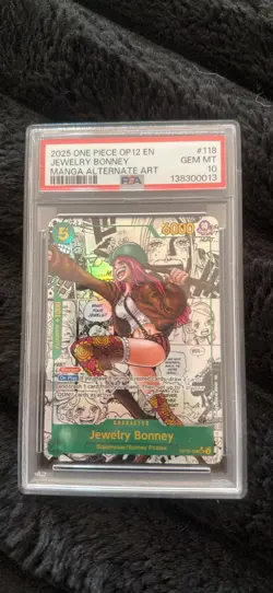 2025 One Piece Jewelry Bonney OP12 EN Manga Alternate Art PSA 10 GEM MINT - Image 1