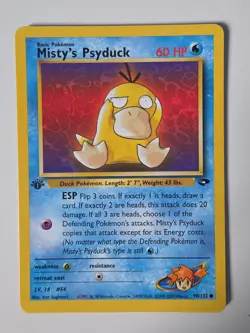 Pokemon Card Misty's Psyduck 90/132 1st Edition Gym Challenge WOTC Vintage EX/NM - Image 1