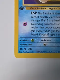 Pokemon Card Misty's Psyduck 90/132 1st Edition Gym Challenge WOTC Vintage EX/NM - Image 2