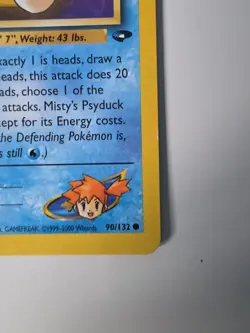 Pokemon Card Misty's Psyduck 90/132 1st Edition Gym Challenge WOTC Vintage EX/NM - Image 3