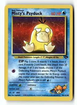 Pokemon Card Misty's Psyduck Unlimited LP Gym Challenge 90/132 - Image 1