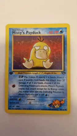 Pokemon Card Misty's Psyduck 90/132 1st Edition Gym Challenge WOTC Vintage EX/NM - Image 1