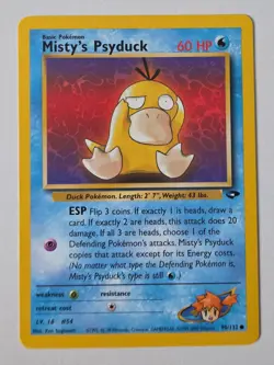 Pokemon TCG Gym Challenge Misty's Psyduck Card 90/132 Regular Common - Image 1