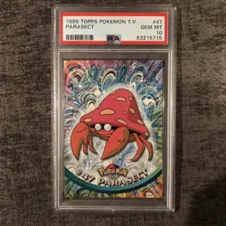 #47 Parasect Topps TV Animation Series 1 Black Logo Pokemon Card PSA 10 GEM MT - Image 1