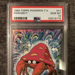#47 Parasect Topps TV Animation Series 1 Black Logo Pokemon Card PSA 10 GEM MT - Image 2