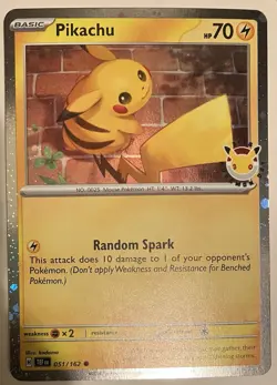 Pokemon Card Pikachu 051/162 Cosmos Holo Pokemon Day Stamp Promo 30 Anniversary - Image 1