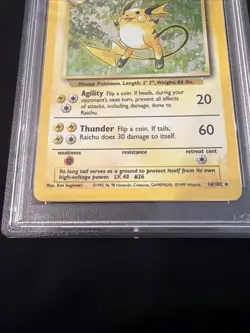 1999 Pokemon Game Raichu #14 Holo PSA 7 14/102 - Image 3