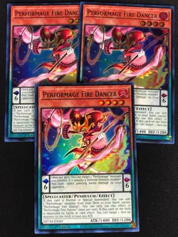YUGIOH PERFORMAGE FIRE DANCER MZTM-EN049 1ST SUPER X3 (NM) - Image 1