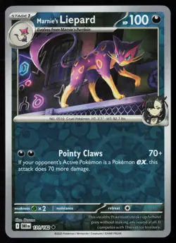 Marnie's Liepard 131/182 Reverse Holo Pokemon TCG SV10: Destined Rivals NM - Image 1