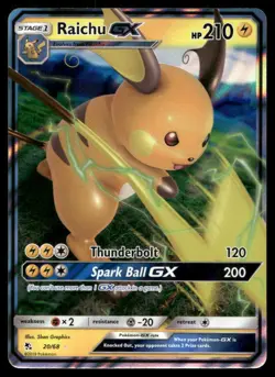 Raichu GX 20/68 Holo GX Rare Hidden Fates Pokemon Near Mint - Image 1
