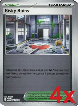 4x Risky Ruins 127/132 Reverse Holo Pokemon TCG Playset ME01: Mega Evolution - Image 1
