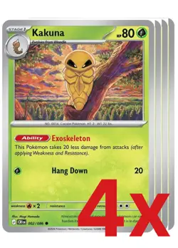 4x Kakuna 002/086 Pokemon TCG Playset ME04: Chaos Rising - Image 1
