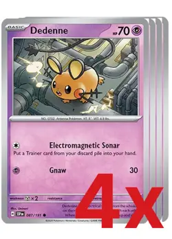 4x Dedenne 087/191 Pokemon TCG Playset SV08: Surging Sparks - Image 1