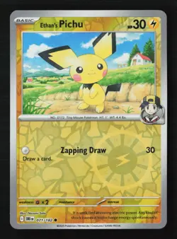 Ethan's Pichu 071/182 Reverse Holo Pokemon TCG SV10: Destined Rivals NM - Image 1