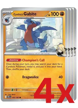4x Cynthia's Gabite 103/182 Pokemon TCG Playset SV10: Destined Rivals - Image 1
