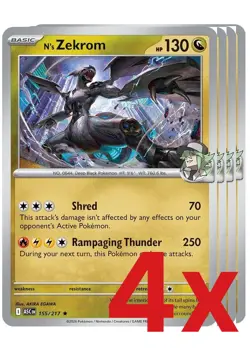 4x N's Zekrom 155/217 Pokemon TCG Playset ME: Ascended Heroes - Image 1