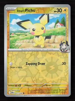 Ethan's Pichu 071/182 Reverse Holo Pokemon TCG SV10: Destined Rivals NM - Image 1