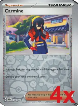 4x Carmine 103/131 Reverse Holo Pokemon TCG Playset SV: Prismatic Evolutions - Image 1