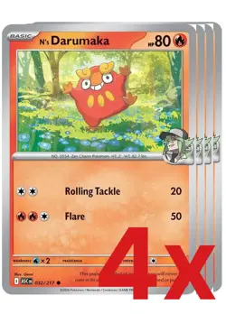 4x N's Darumaka 032/217 Pokemon TCG Playset ME: Ascended Heroes - Image 1