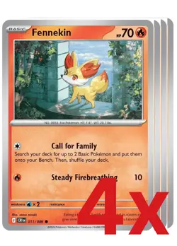 4x Fennekin 011/086 Pokemon TCG Playset ME04: Chaos Rising - Image 1