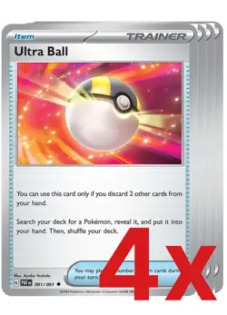 4x Ultra Ball 091/091 Pokemon TCG Playset SV: Paldean Fates - Image 1