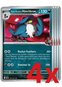 4x Team Rocket's Honchkrow 127/217 Pokemon TCG Playset ME: Ascended Heroes - Image 1