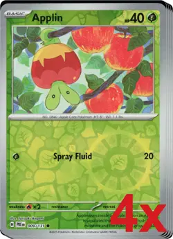 4x Applin 009/131 Reverse Holo Pokemon TCG Playset SV: Prismatic Evolutions - Image 1