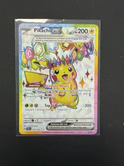Pokemon 2024 SSP en SV08:SURGING Sparks Pikachu EX Ultra Rare Card 219/191 PSA - Image 1