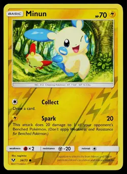 Pokemon Card Shining Legends Minun 34/73 Common Reverse Holo - Image 1