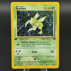 Pokemon Scyther TCG 1st Edition Holo Rare Card Jungle 10/64 - Damaged - Image 1