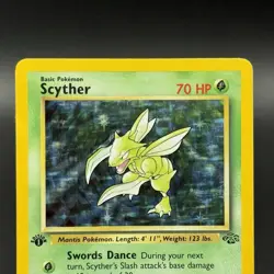 Pokemon Scyther TCG 1st Edition Holo Rare Card Jungle 10/64 - Damaged - Image 2