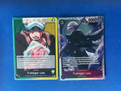 Trafalgar.D.Law One Piece TCG 2-card lot OP05 Super Rare+OP10 Leader - ships PWE - Image 1