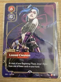 Riftbound LoL TCG Jinx Loose Cannon Plated Legend Prize Wall Card - Image 1