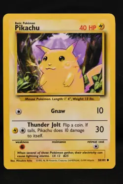 Pikachu 58/102 HP Base Set Regular Common Unlimited Pokemon TCG Card - Image 1