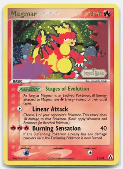 Magmar 21/92 Rare Legend Maker Stamped Pokemon Reverse Holo Lightly Played - Image 1