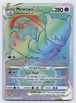 Mewtwo VSTAR (79) (Secret) Holo Secret Rare Pokemon GO 079/078 NM - Image 1