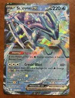 Pokemon-Suicune ex-Trading Card Game Classic Blastoise-010/034-Full Art Holo-LP - Image 1