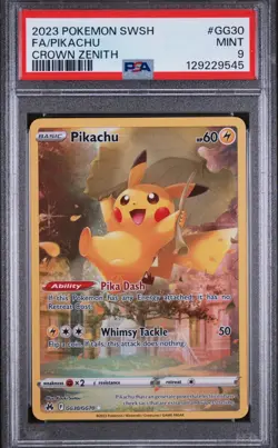 2023 POKEMON SWORD & SHIELD CROWN ZENITH #GG30 FULL ART/PIKACHU PSA 9 - Image 1