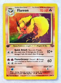 1999 POKEMON JUNGLE 1ST EDITION #3 FLAREON HOLO RARE WOTC VTG - Image 1