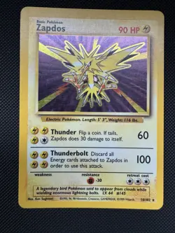 Pokemon TCG Zapdos Base Set 16/102 Holo 1999-2000 Wizards Base Set Holo Rare - Image 1